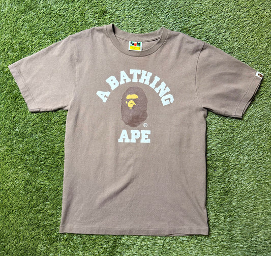 Bape College Logo T Shirt Brown