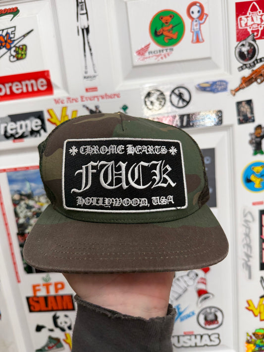 Chrome Hearts Fuck Camo Trucker Hat