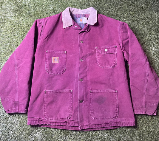 Vintage 90's Carhartt Maroon Blanket Lined Jacket