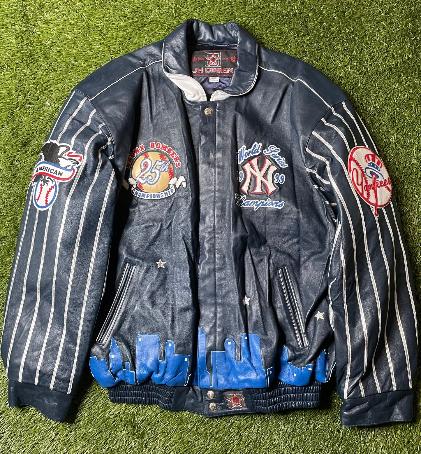 Vintage 1999 New York Yankees Jeff Hamilton Design Leather Jacket