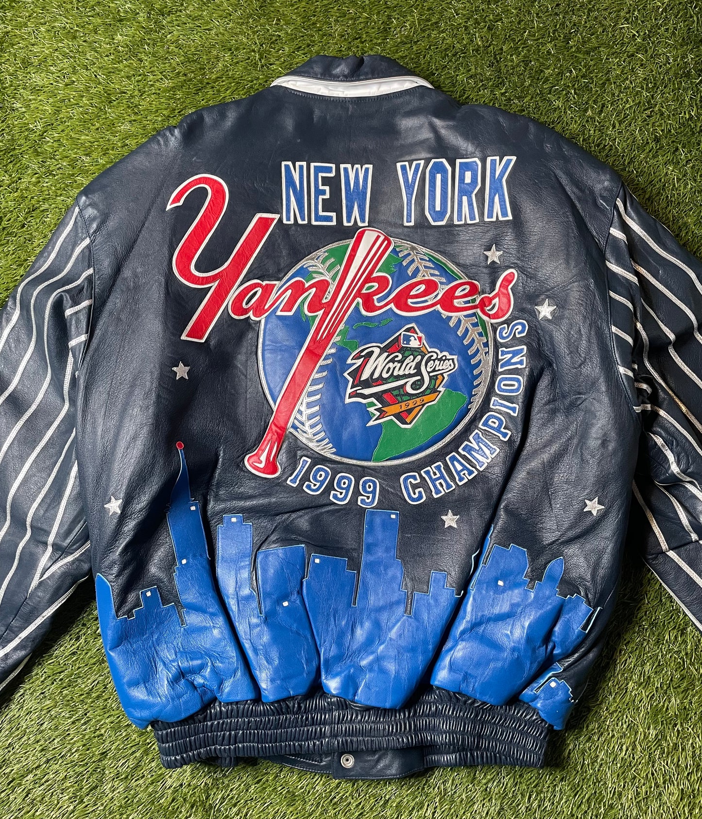 Vintage 1999 New York Yankees Jeff Hamilton Design Leather Jacket