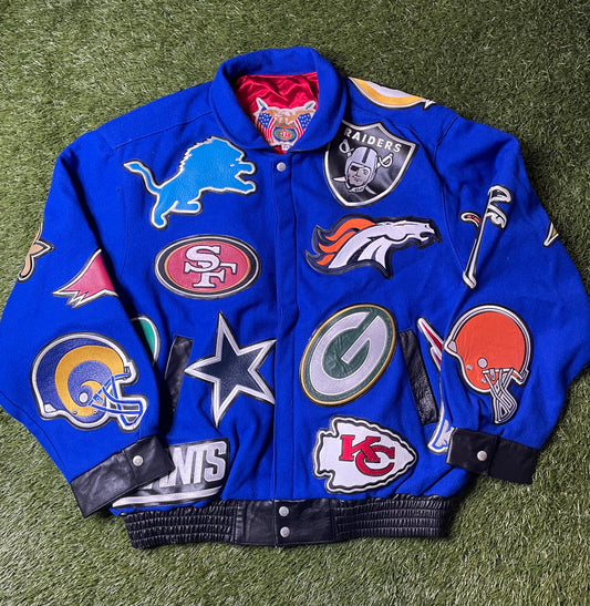 Vintage Jeff Hamilton NFL Logo AOP Blue Jacket