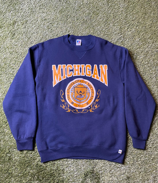 Vintage 90's Michigan Puff Print Crewneck