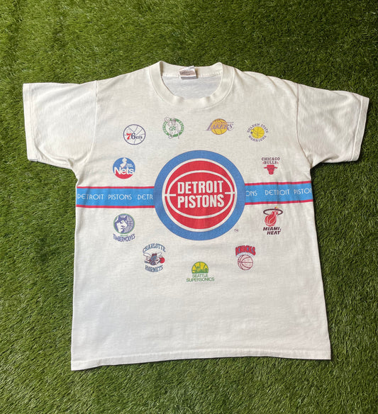 Vintage 90's Detroit Pistons AOP Logo T Shirt