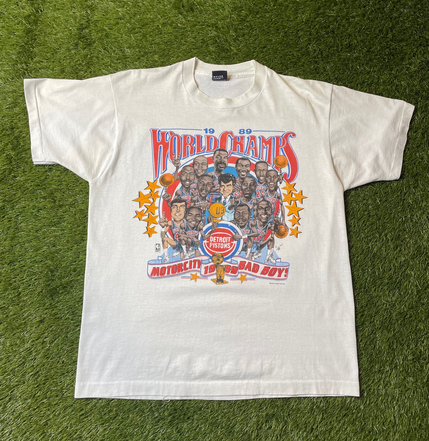 Vintage 1989 Detroit Pistons World Champs Charicature. T Shirt