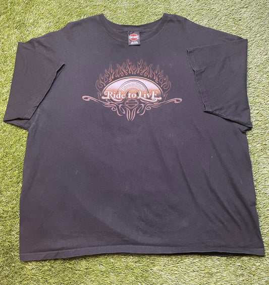 Vintage Harley Davidson Boston MA Ride to Live T Shirt