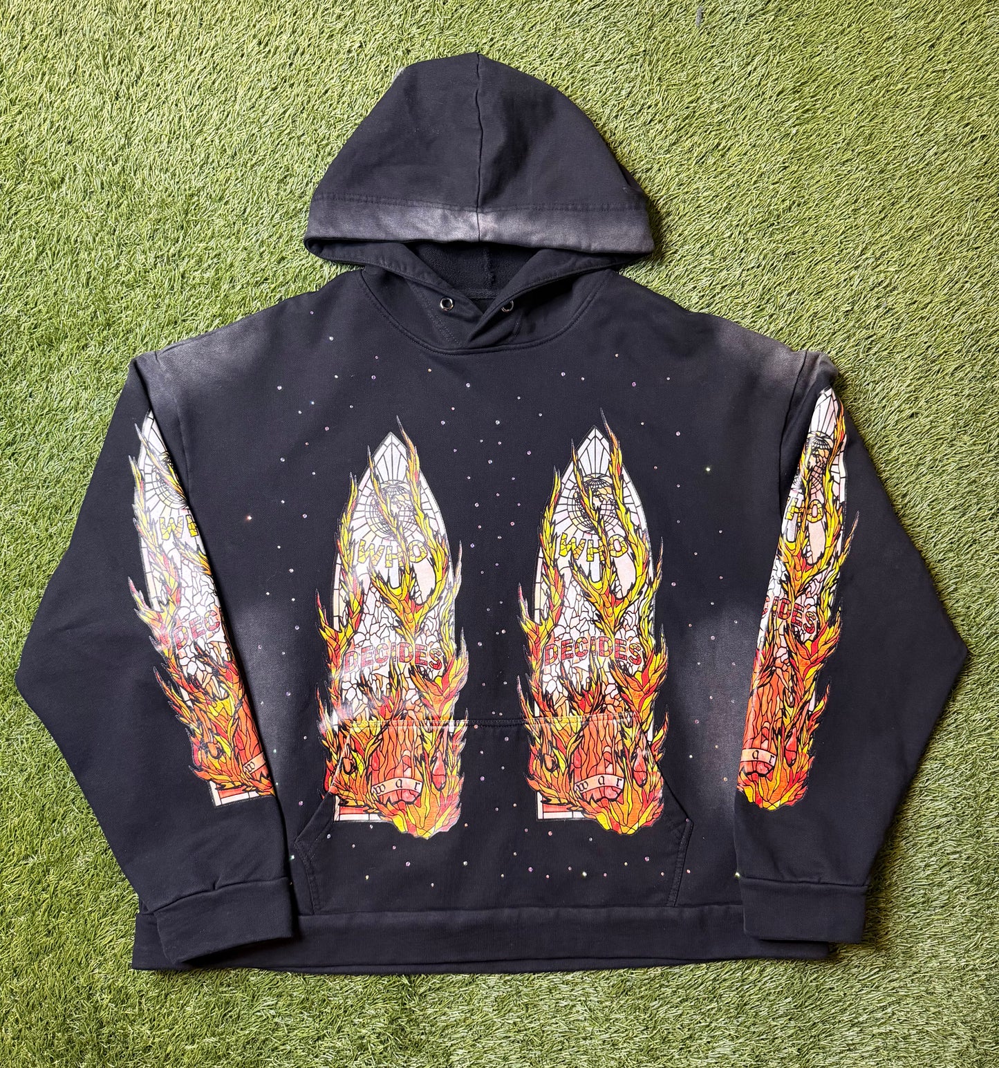 Who Decides War Flame Glass Hoodie