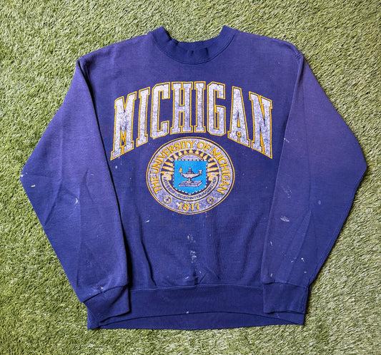 Vintage 90's University of Michigan Paint Splatter Crewneck