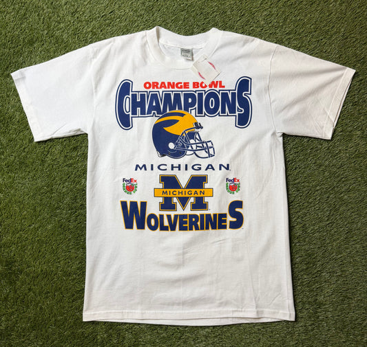 Vintage 90's NWT Michigan Wolverines Orange Bowl T Shirt