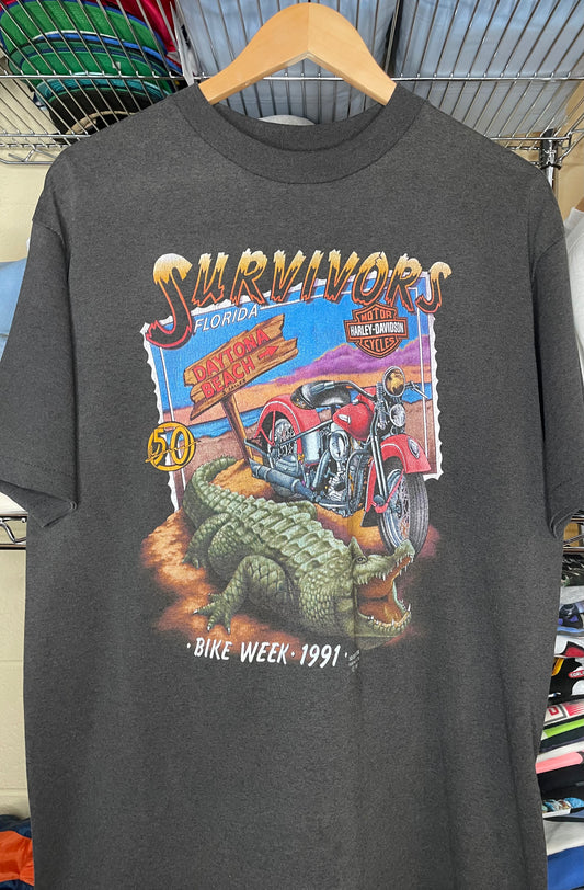 Vintage 1991 Harley Davidson 3D Emblem T Shirt