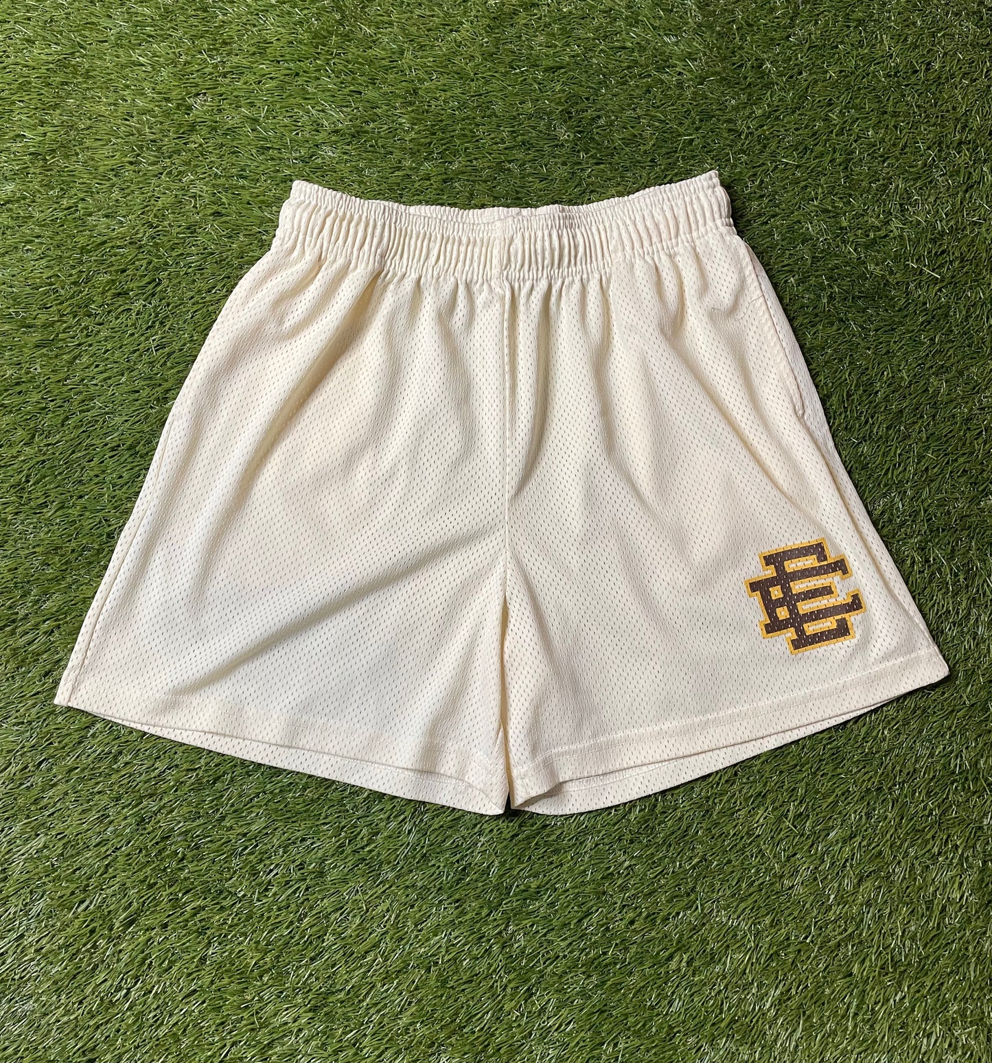 Eric Emanuel Cream Brown/Yellow Mesh Shorts
