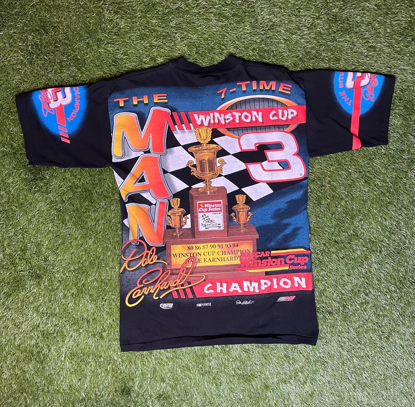 Vintage 90's Dale Earnhardt Intimidator AOP Racing T Shirt