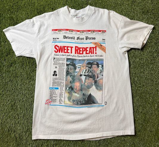 Vintage 1990 Detroit Pistons Free Press T Shirt