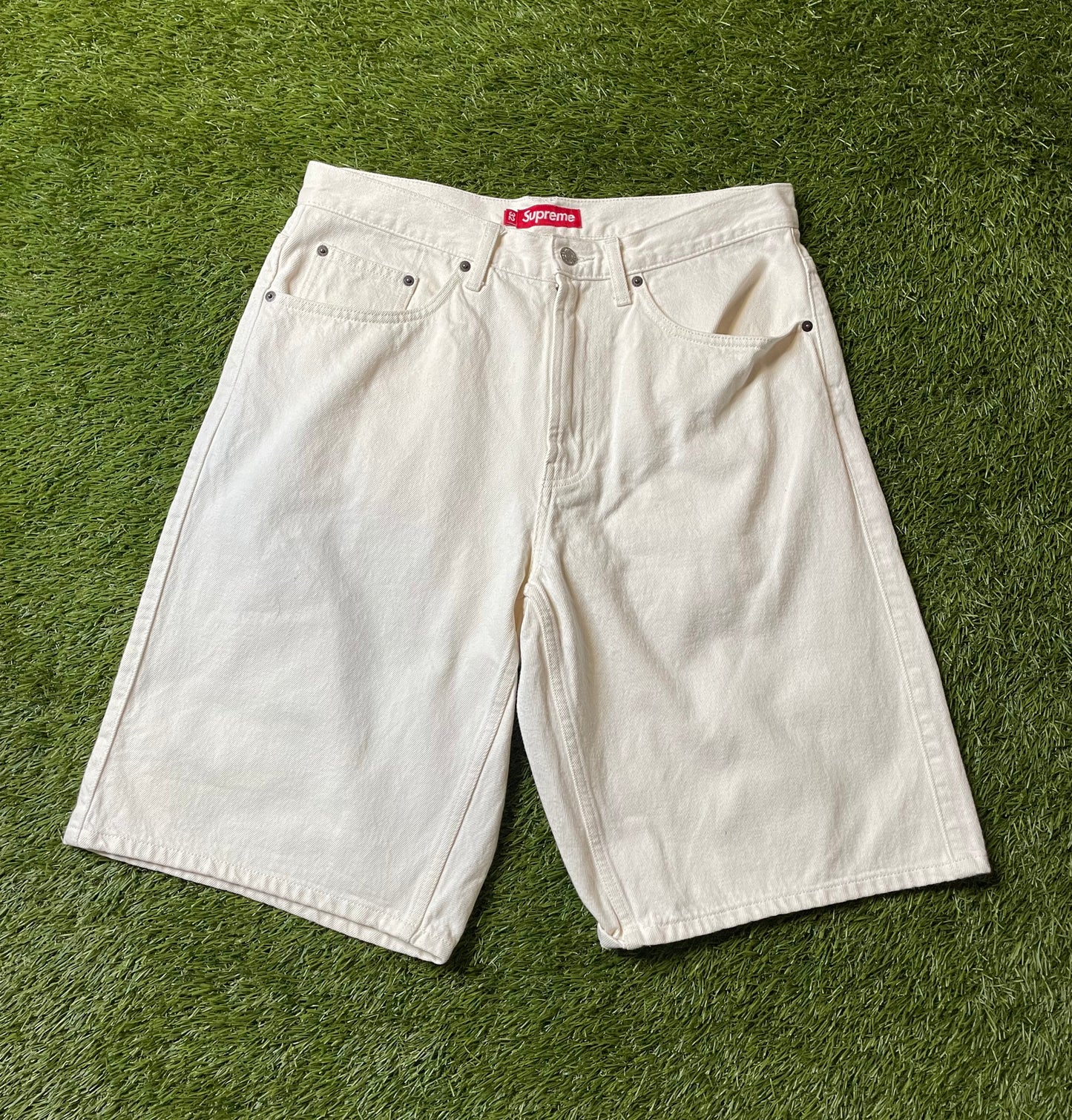 Supreme Baggy Selvedge White Denim Shorts