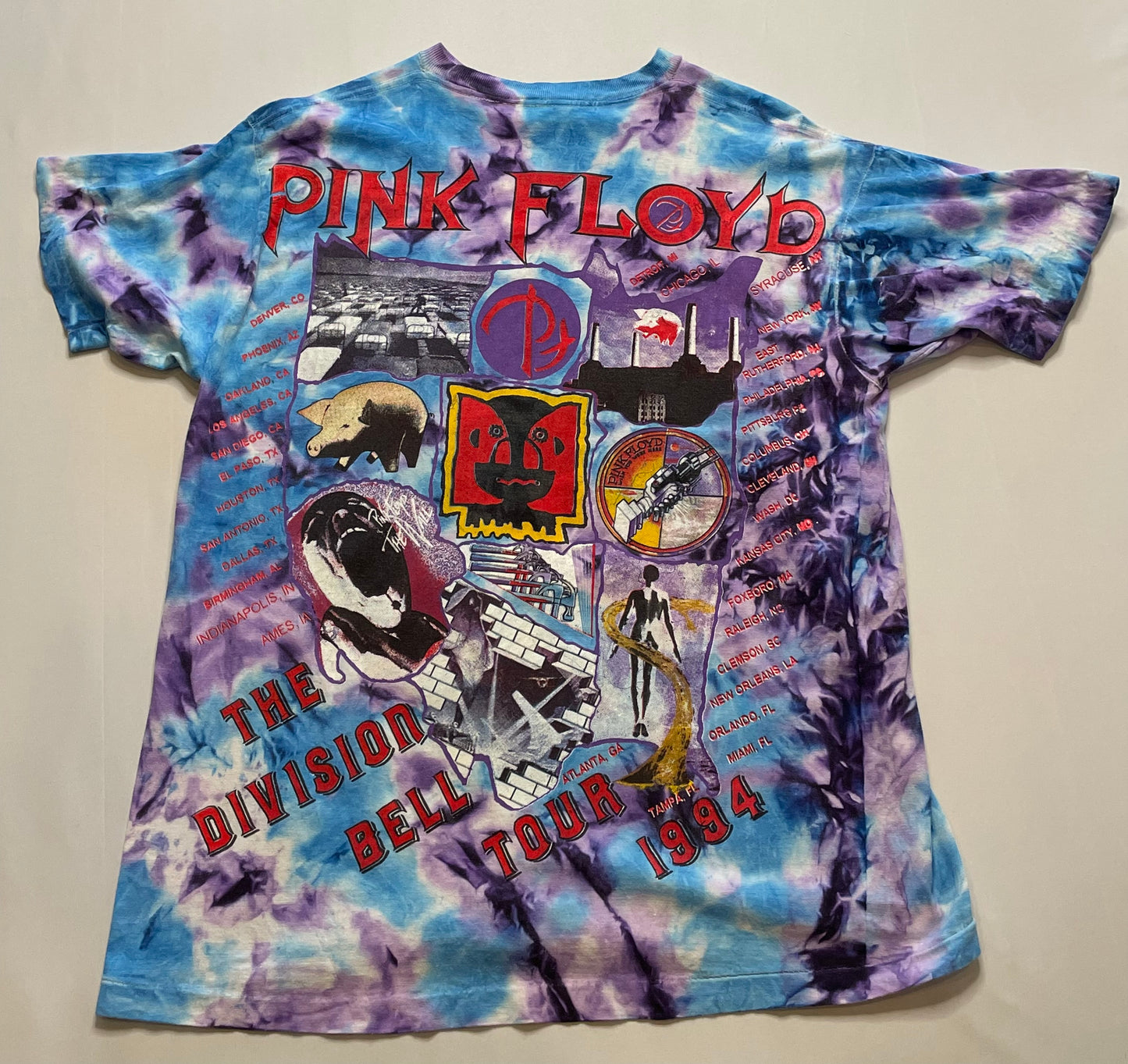 Vintage Pink Floyd Division Bell Tye Dye T Shirt