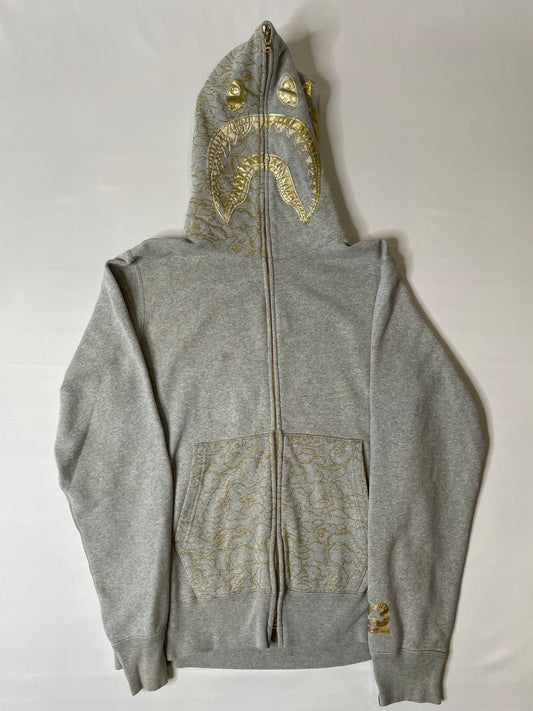 Bape 23rd Anniversary Gold Shark Zip Up Hoodie