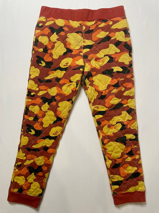 Bape Quilted Sweat Pants Orange Camo