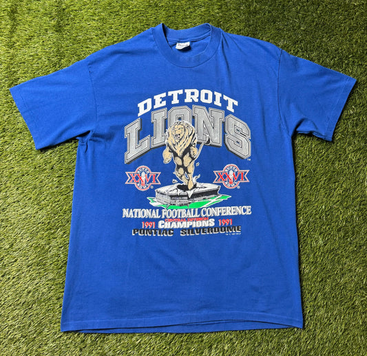 Vintage 1991 Detroit Lions Conference Champs T Shirt