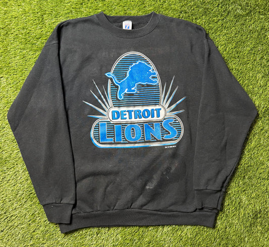 Vintage 1996 Detroit Lions Black Crewneck