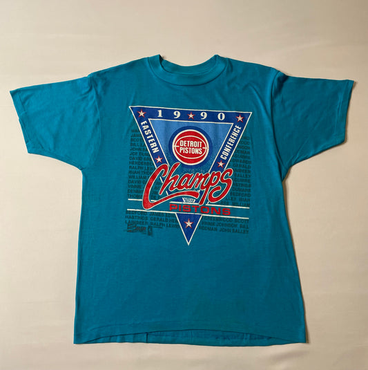 Vintage 1990 Detroit Pistons Eastern Conference Champs Teal T Shirt