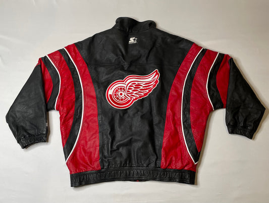 Vintage Detroit Red Wings Starter Leather Jacket