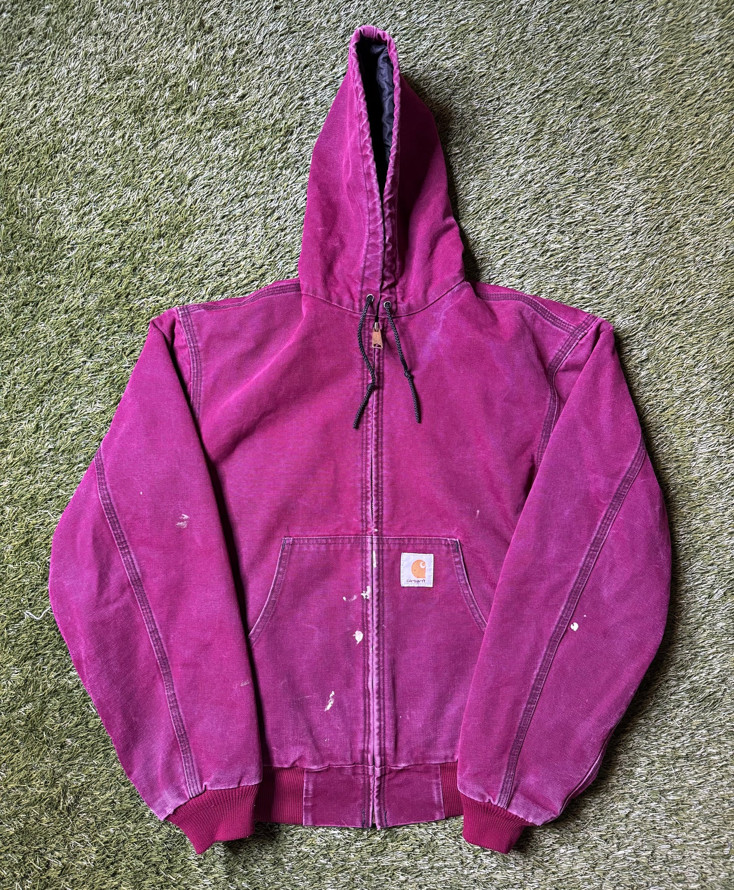 Vintage 90's Carhartt Maroon Hooded Jacket