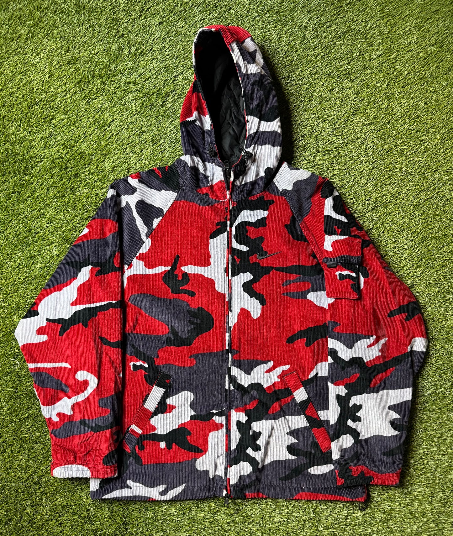 Supreme Nike Arc Corduroy Hooded Jacket Red Camo