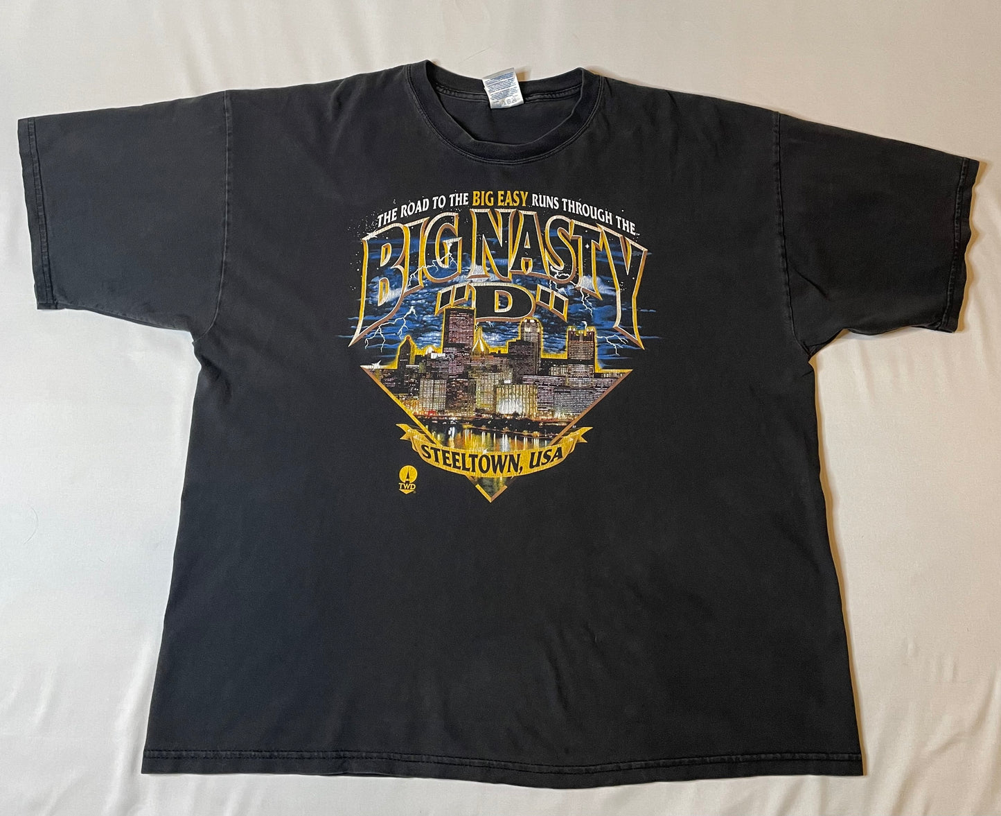 Vintage Steeltown USA Big Nasty "D" Football Steelers Black T Shirt