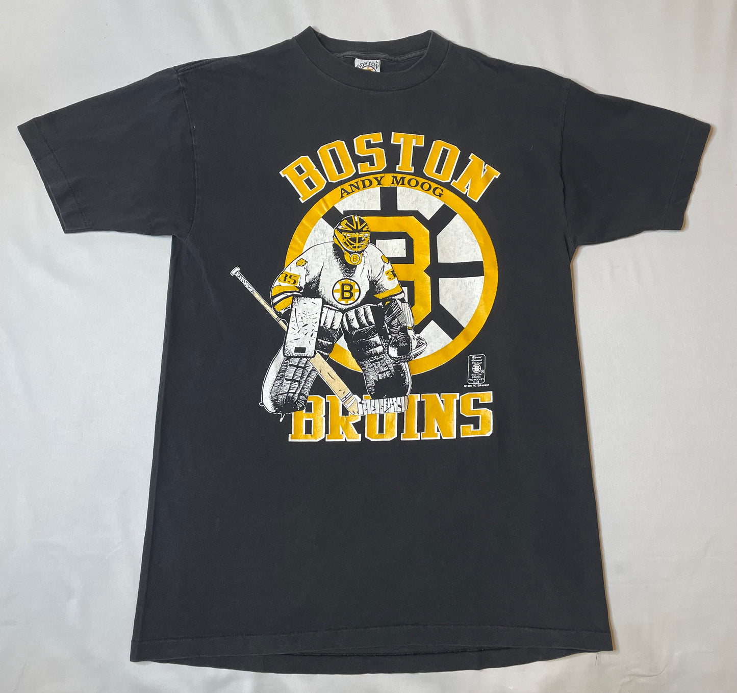 Vintage 1990 Boston Bruins Andy Moog T Shirt