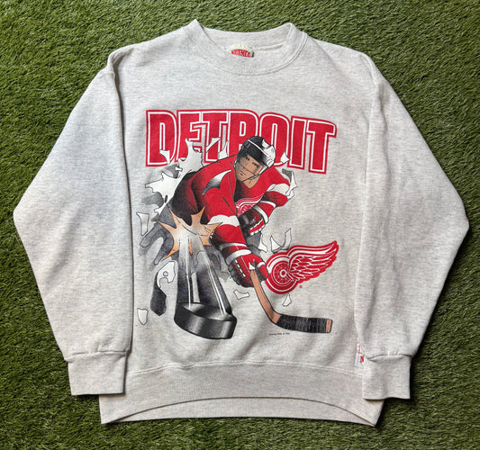 Vintage 90's Detroit Red Wings Slapshot Player Crewneck