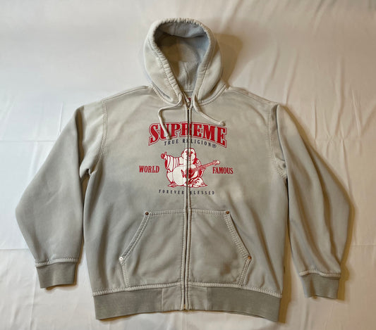 Supreme True Religion Zip Up Hooded Sweatshirt Light Grey