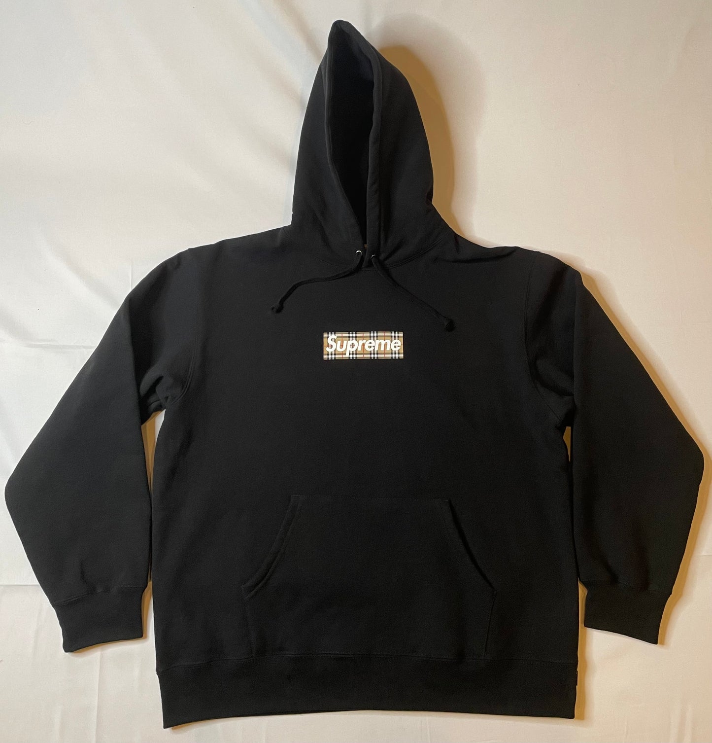 Supreme Burberry Box Logo Hooded Sweatshirt Black