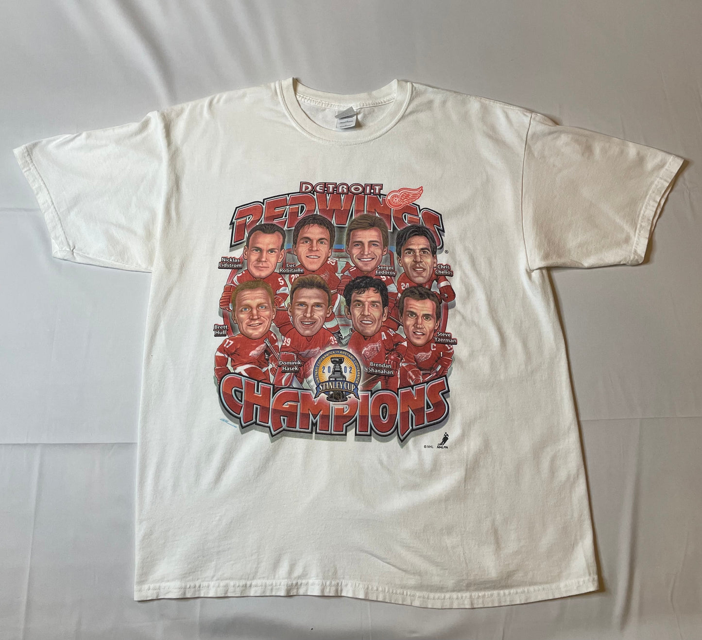 Vintage 2002 Detroit Red Wings Charicature T Shirt