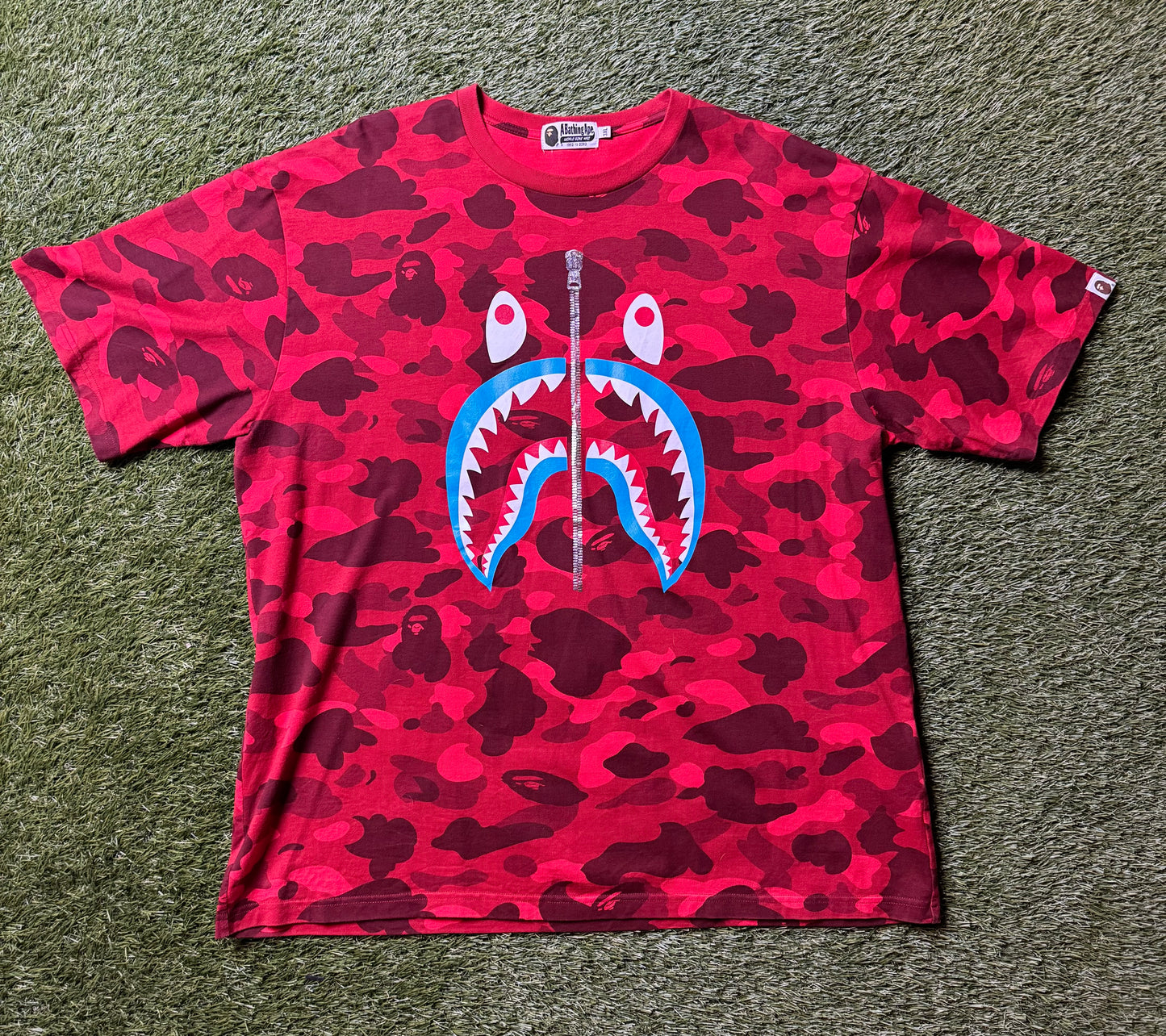 Bape Red Camo Shark T Shirt