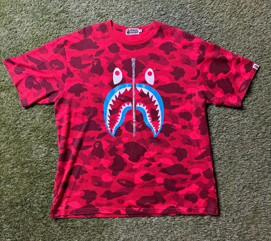 Bape Red Camo Shark T Shirt