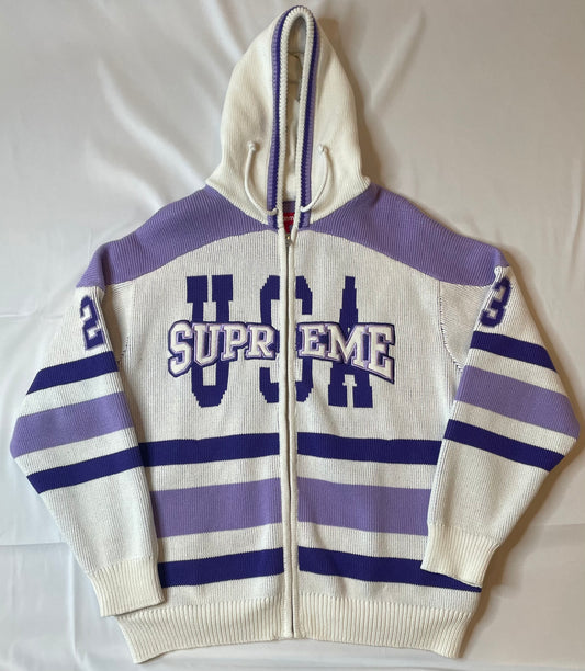 Supreme USA Zip Up Hooded Sweater White
