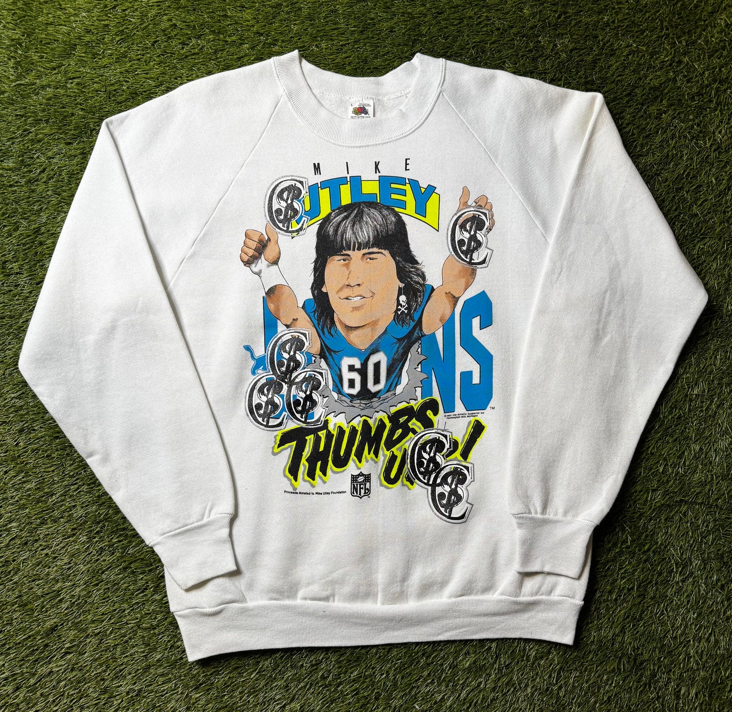 Chris Smokes Vintage Detroit Lions Mike Utley Crewneck