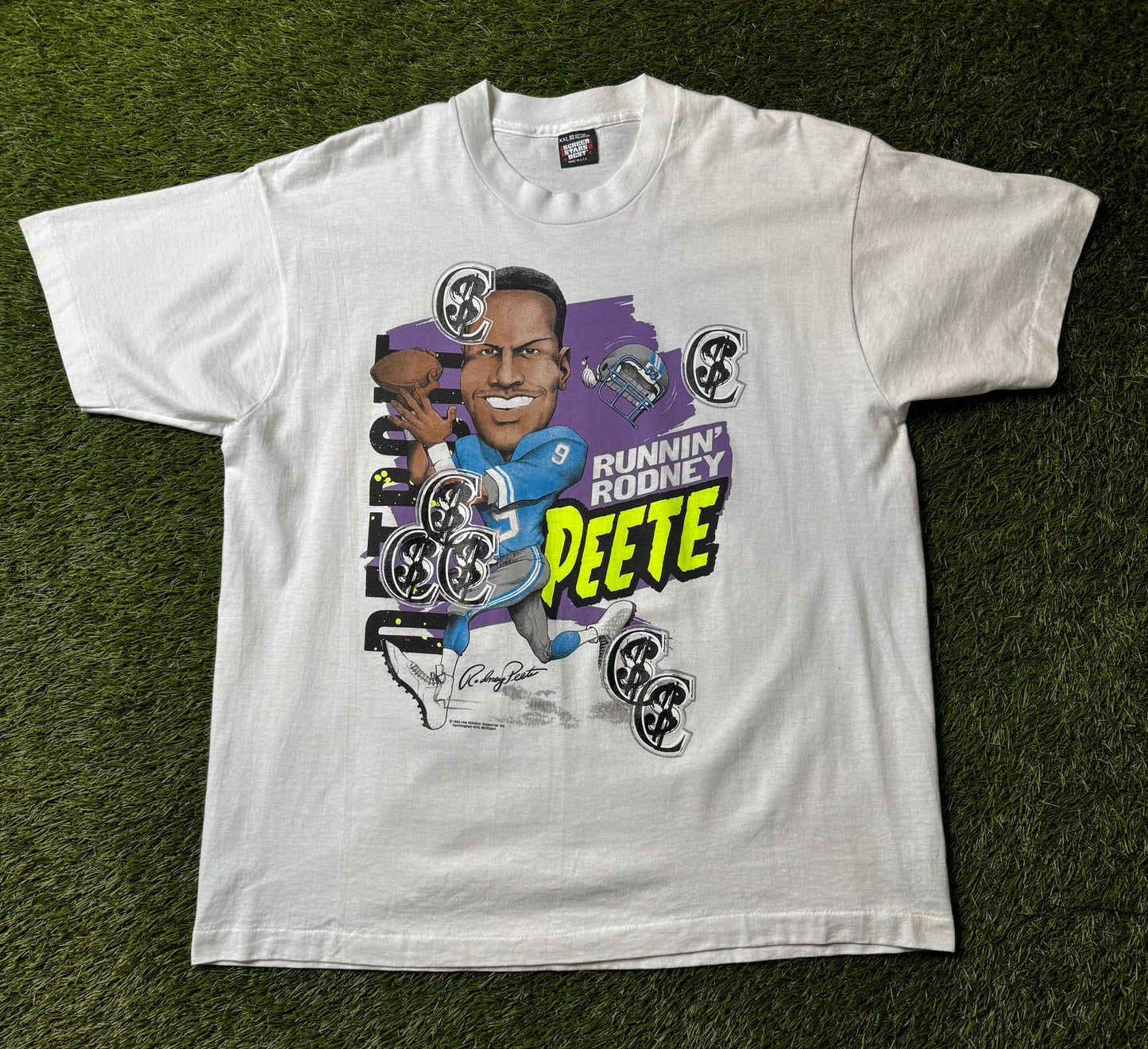 Chris Smokes Vintage Detroit Lions Rodney Peete T Shirt