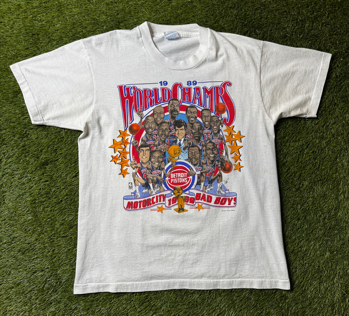 Vintage 1989 Detroit Bad Boys World Champs Charicature T Shirt