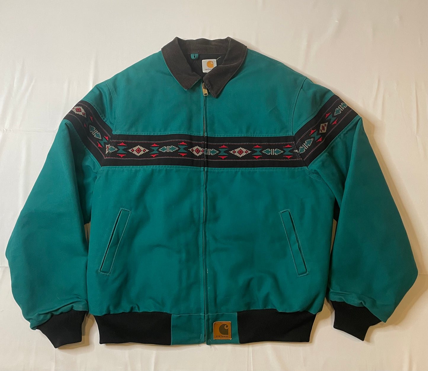 Vintage 90's Carhartt Aztec Jacket Teal