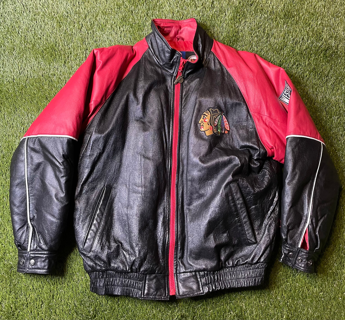 Vintage Chicago Blackhawks Pro Player Leather Jacket