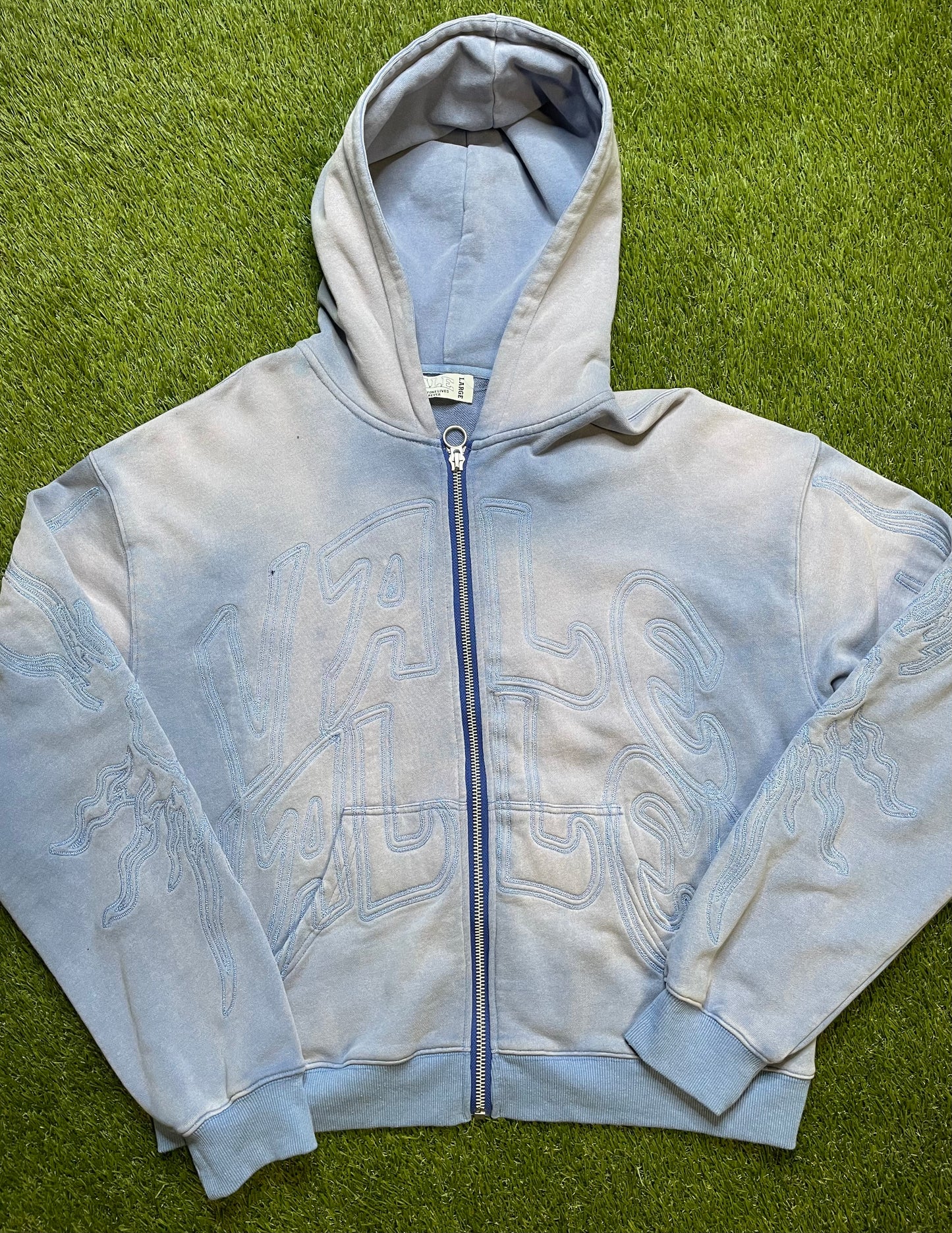 Vale Valley Sunfaded Zip Up Hoodie Blue