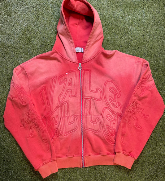 Vale Valley Orange Sunfaded Zip Up Hoodie