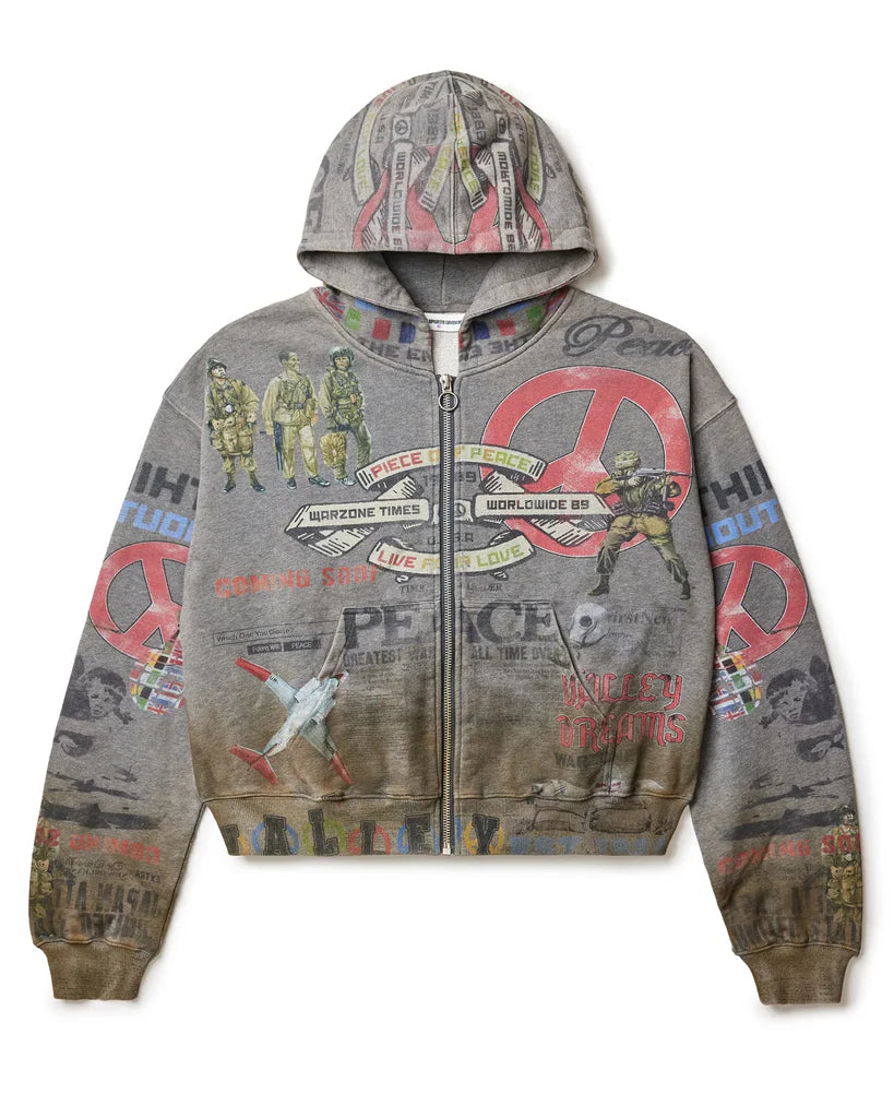 Vale Peace Zip Up Hoodie Grey