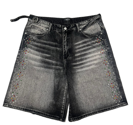 HMDD Black Washed Crystal Shorts