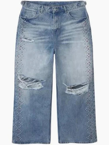 HMDD Crystal Distressed Denim
